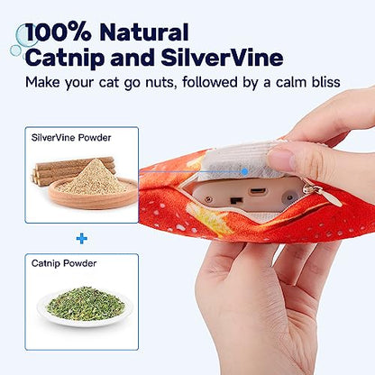 Juguetes para Gatos Potaroma, Pez que se Menea con SilverVine y Catnip