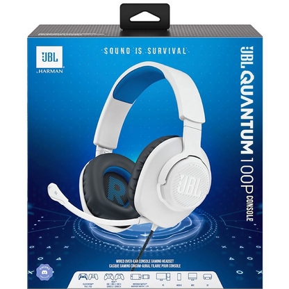 JBL Quantum 100Play Station-Headphones-Gaming-White Blue