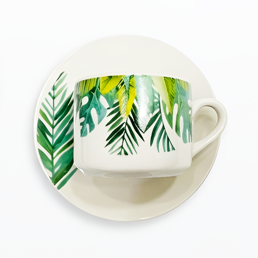Vajilla de cerámica diseño tropical