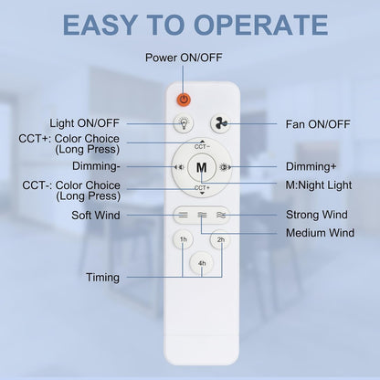 Ventilador de Techo con Luz y Control Remoto