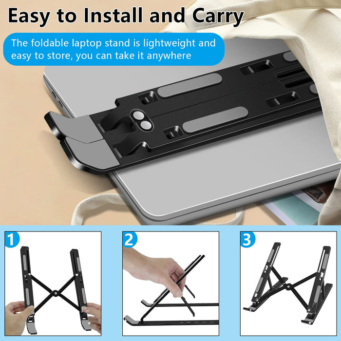 Soporte ajustable y plegable para laptop de hasta 15.6"