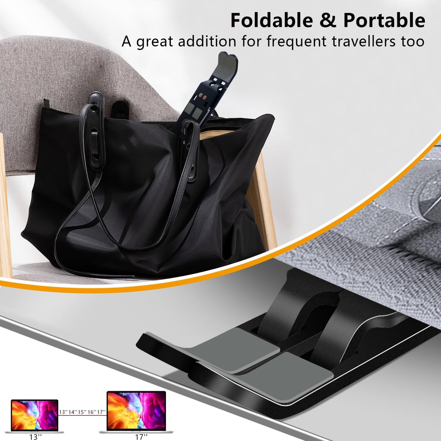 Soporte ajustable y plegable para laptop de hasta 15.6"