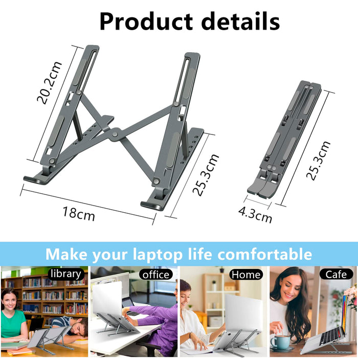 Soporte ajustable y plegable para laptop de hasta 15.6"