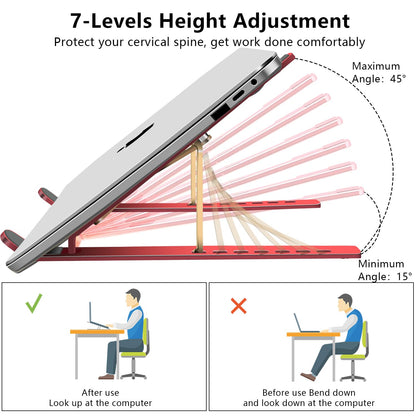 Soporte ajustable y plegable para laptop de hasta 15.6"