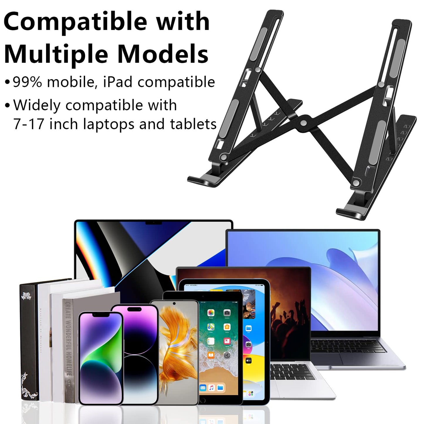 Soporte ajustable y plegable para laptop de hasta 15.6"