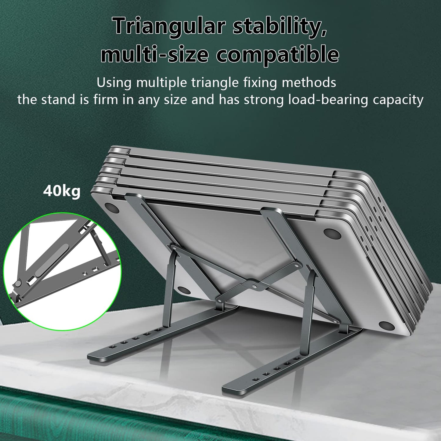 Soporte ajustable y plegable para laptop de hasta 15.6"