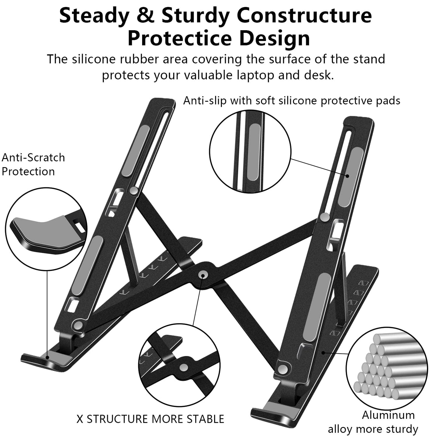 Soporte ajustable y plegable para laptop de hasta 15.6"