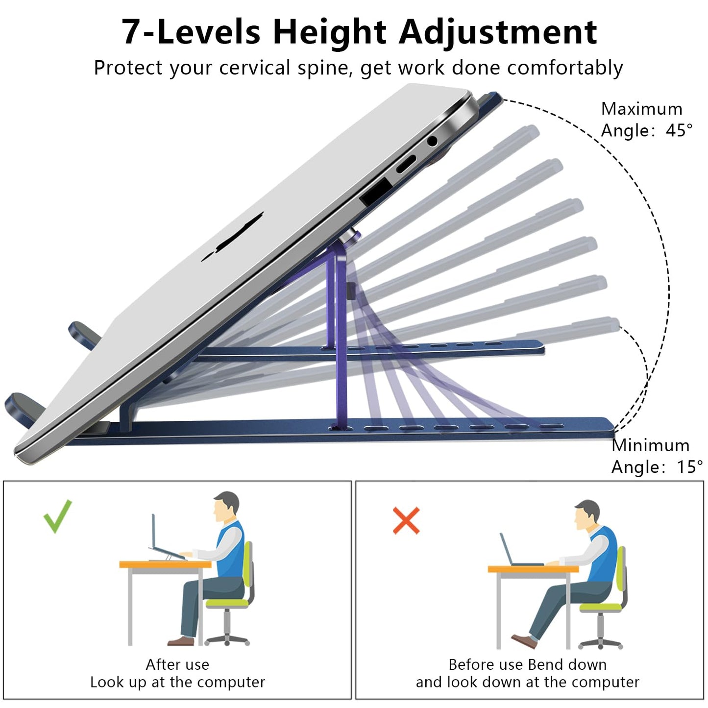 Soporte ajustable y plegable para laptop de hasta 15.6"