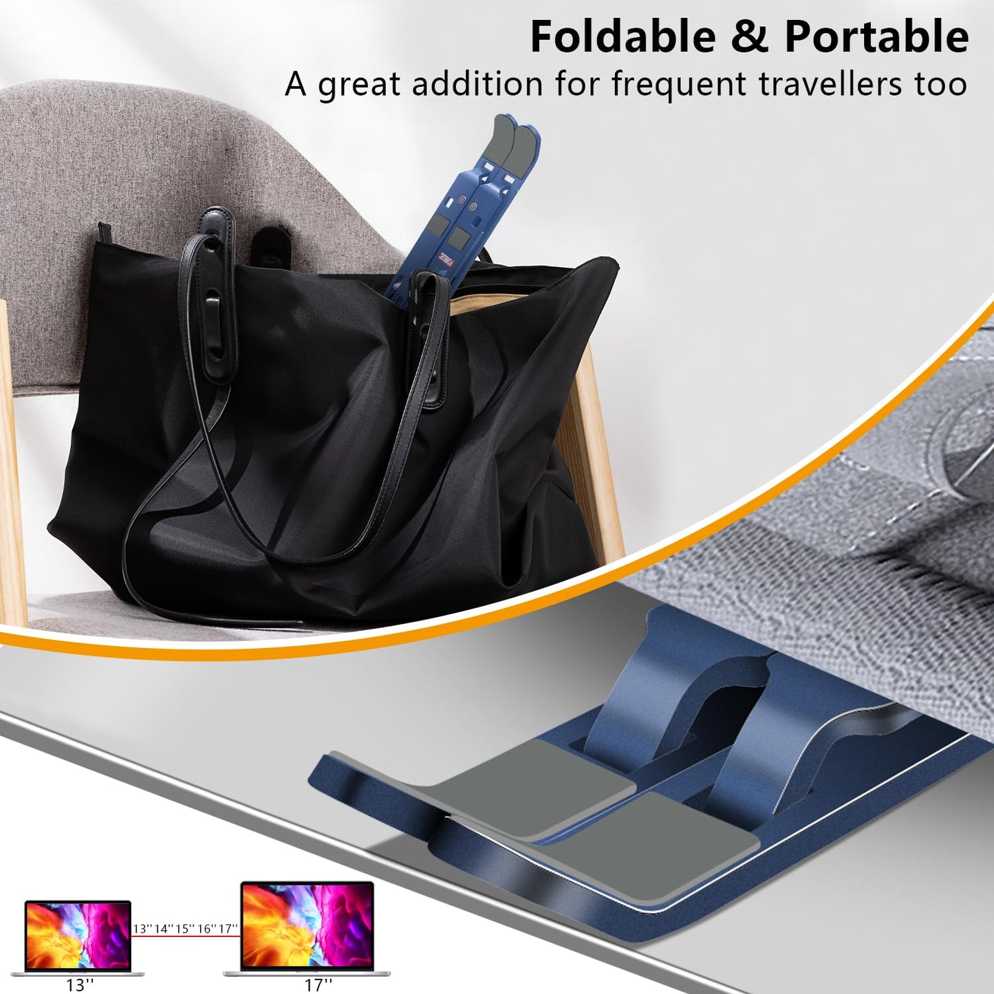 Soporte ajustable y plegable para laptop de hasta 15.6"