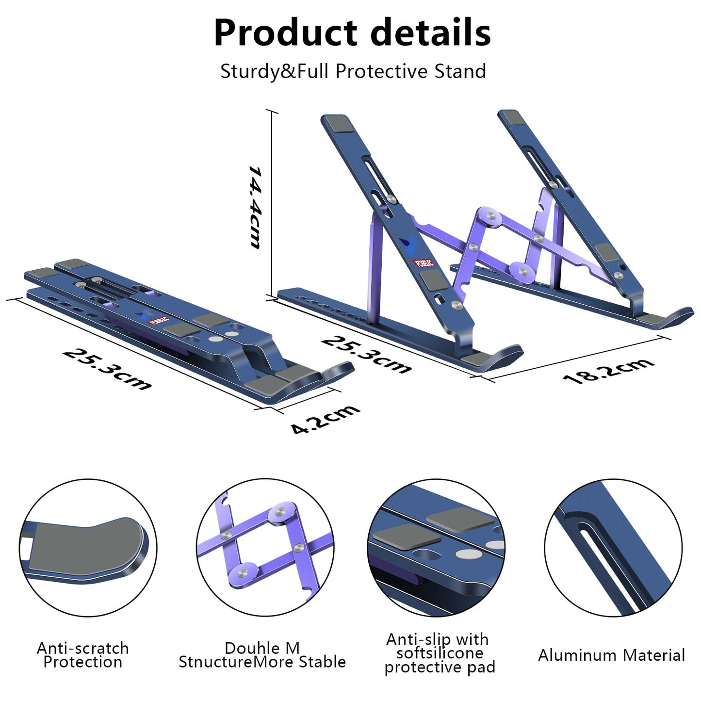 Soporte ajustable y plegable para laptop de hasta 15.6"