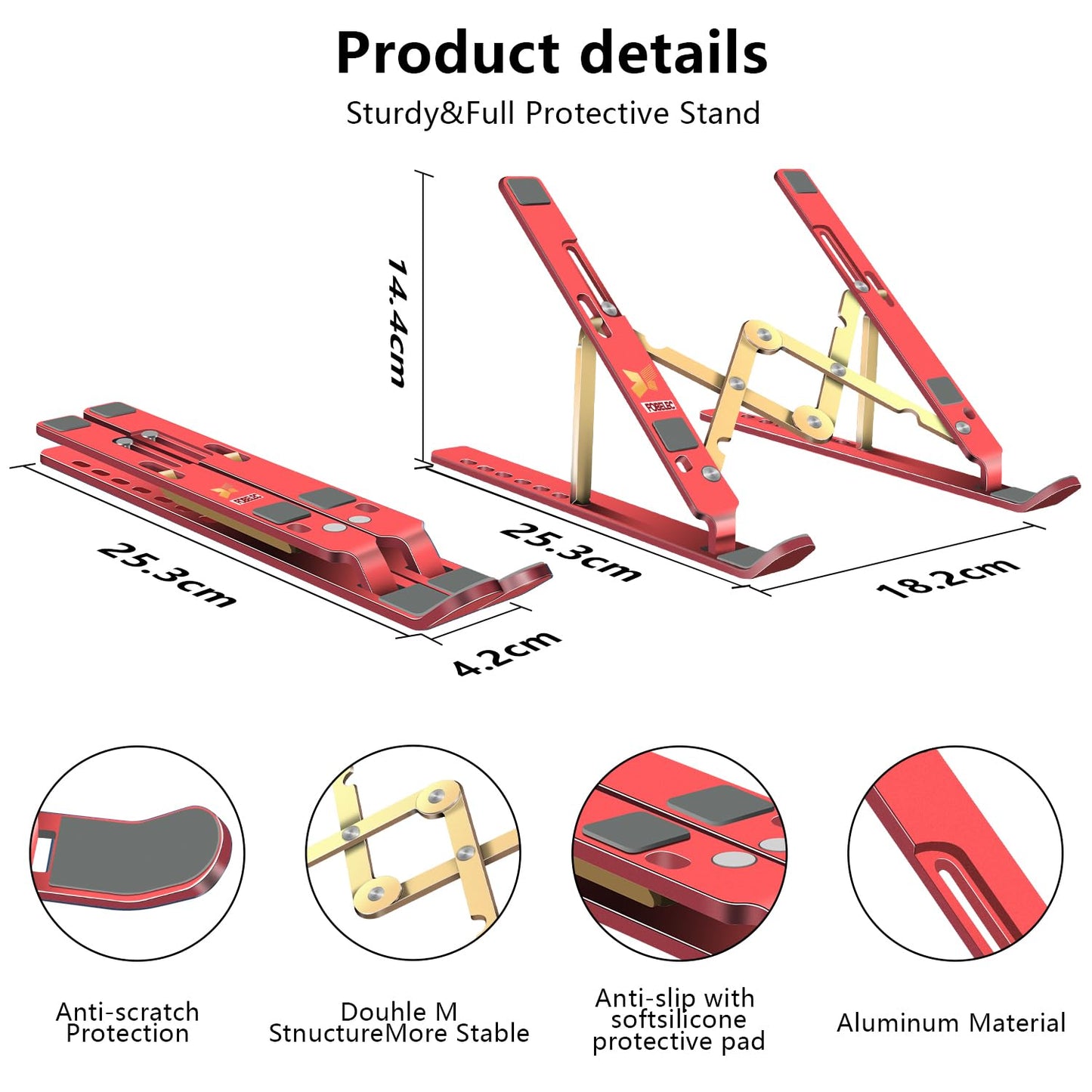 Soporte ajustable y plegable para laptop de hasta 15.6"