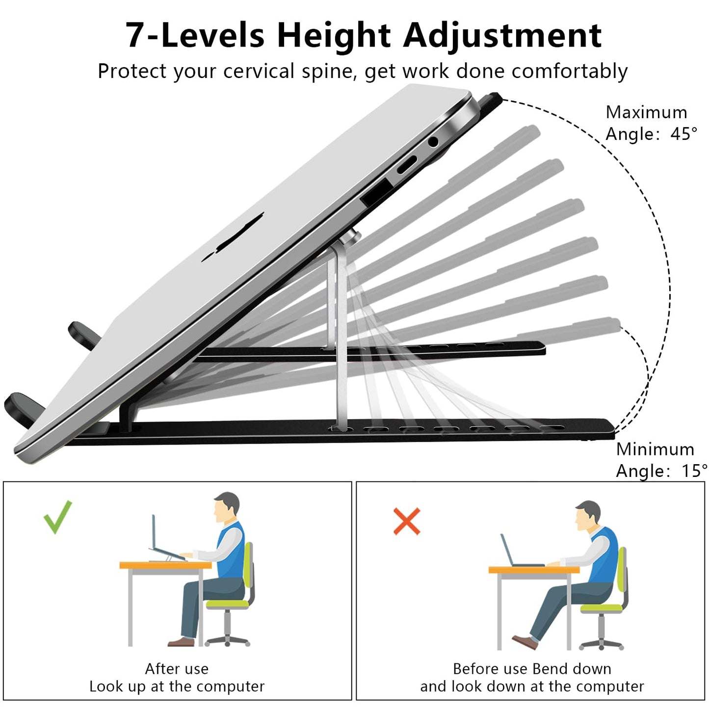 Soporte ajustable y plegable para laptop de hasta 15.6"