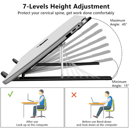 Soporte ajustable y plegable para laptop de hasta 15.6"