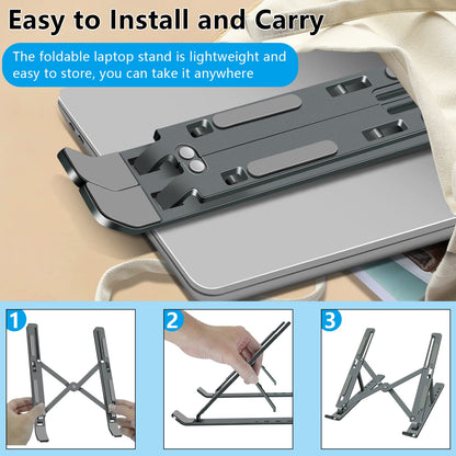 Soporte ajustable y plegable para laptop de hasta 15.6"