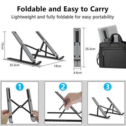 Soporte ajustable y plegable para laptop de hasta 15.6"