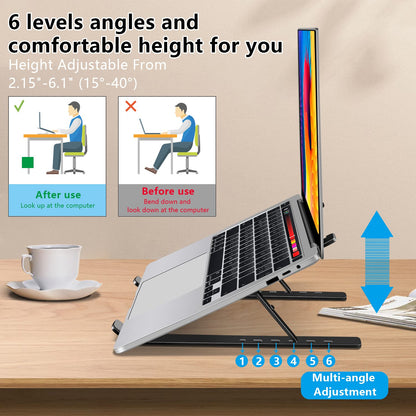 Soporte ajustable y plegable para laptop de hasta 15.6"