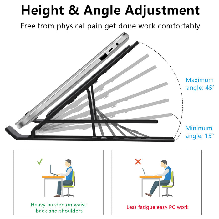 Soporte ajustable y plegable para laptop de hasta 15.6"