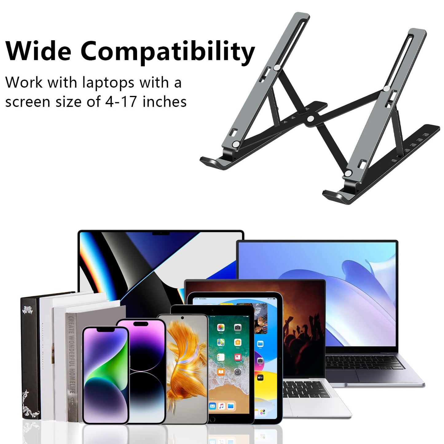 Soporte ajustable y plegable para laptop de hasta 15.6"