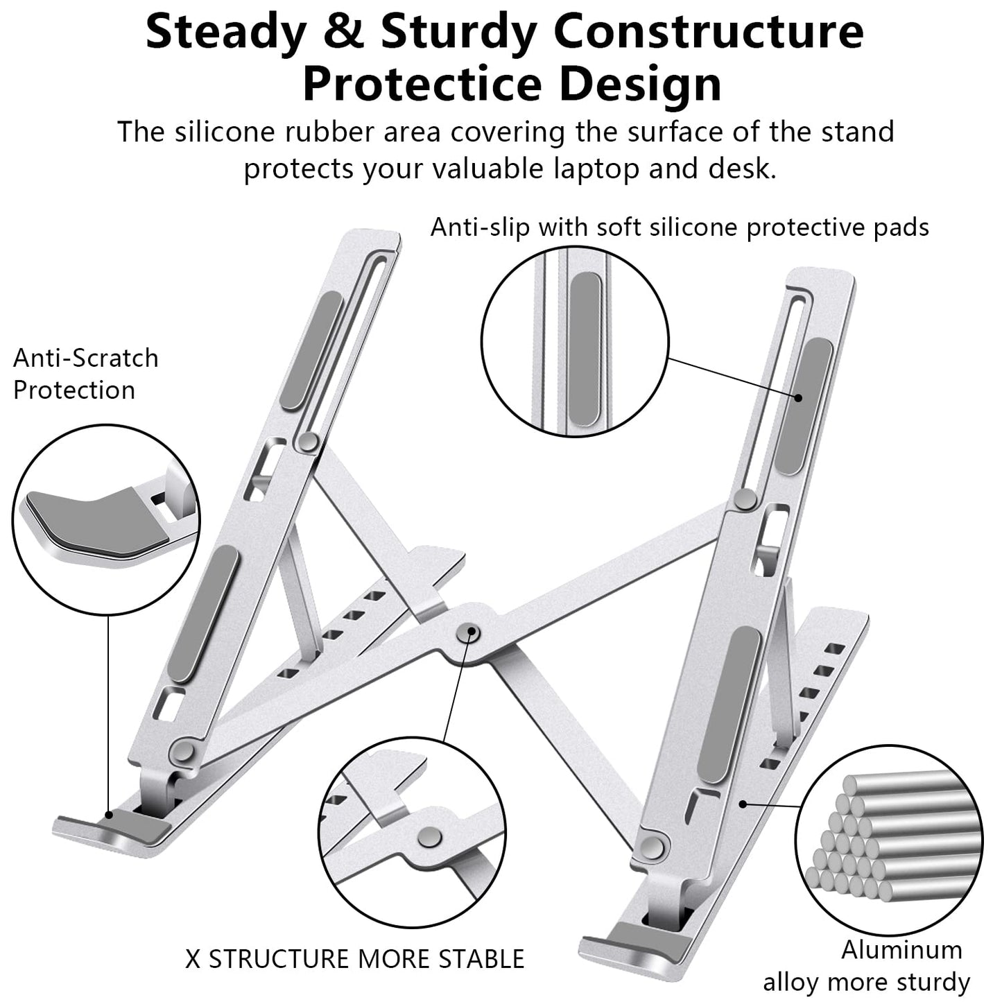 Soporte ajustable y plegable para laptop de hasta 15.6"