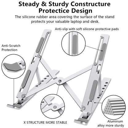 Soporte ajustable y plegable para laptop de hasta 15.6"