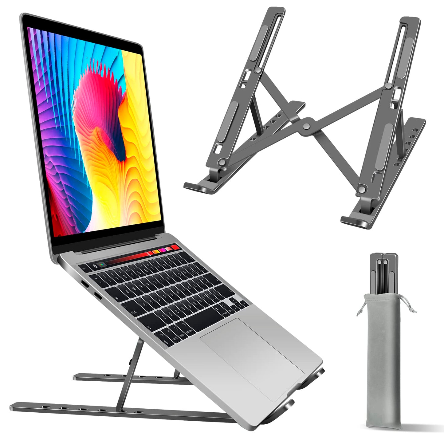 Soporte ajustable y plegable para laptop de hasta 15.6"