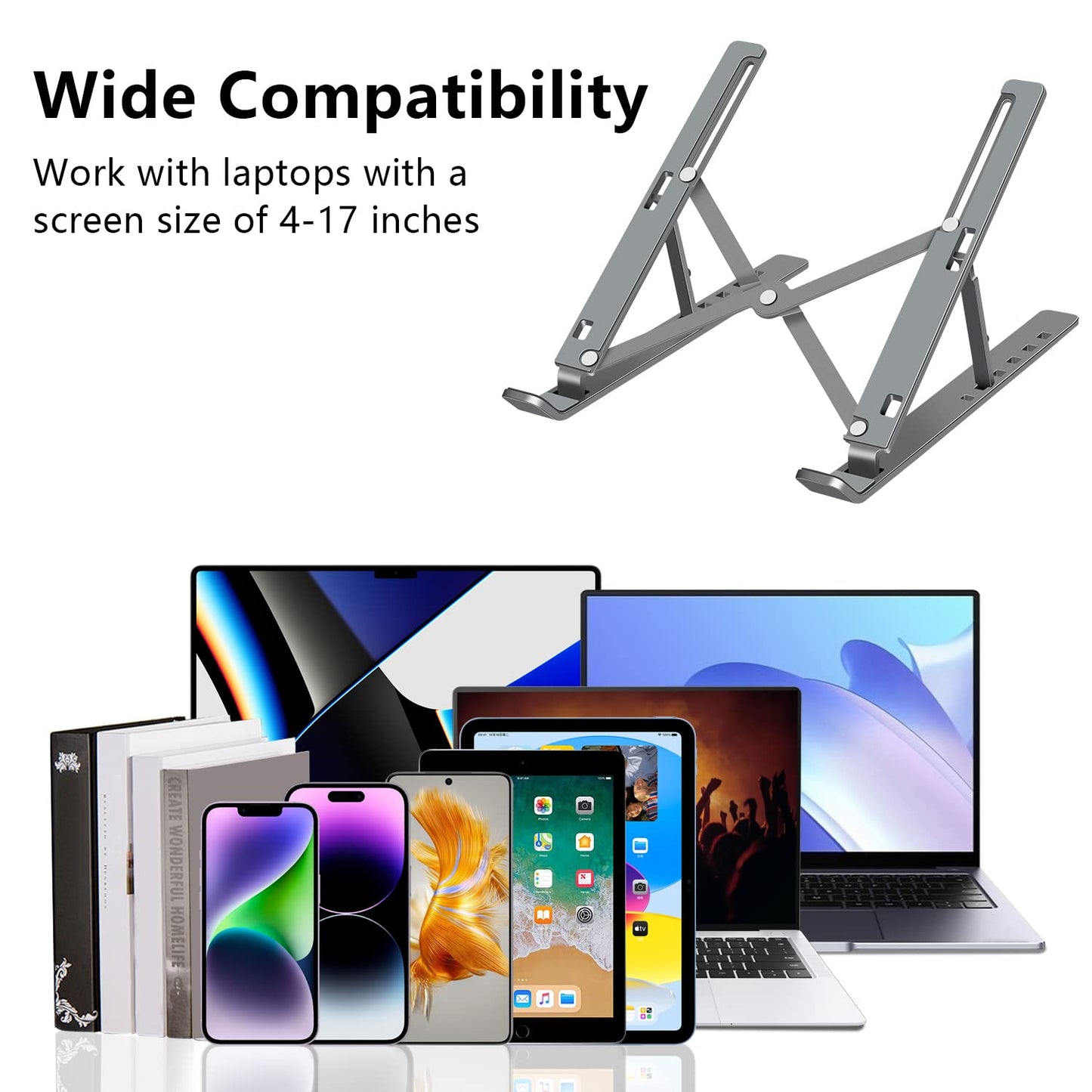 Soporte ajustable y plegable para laptop de hasta 15.6"