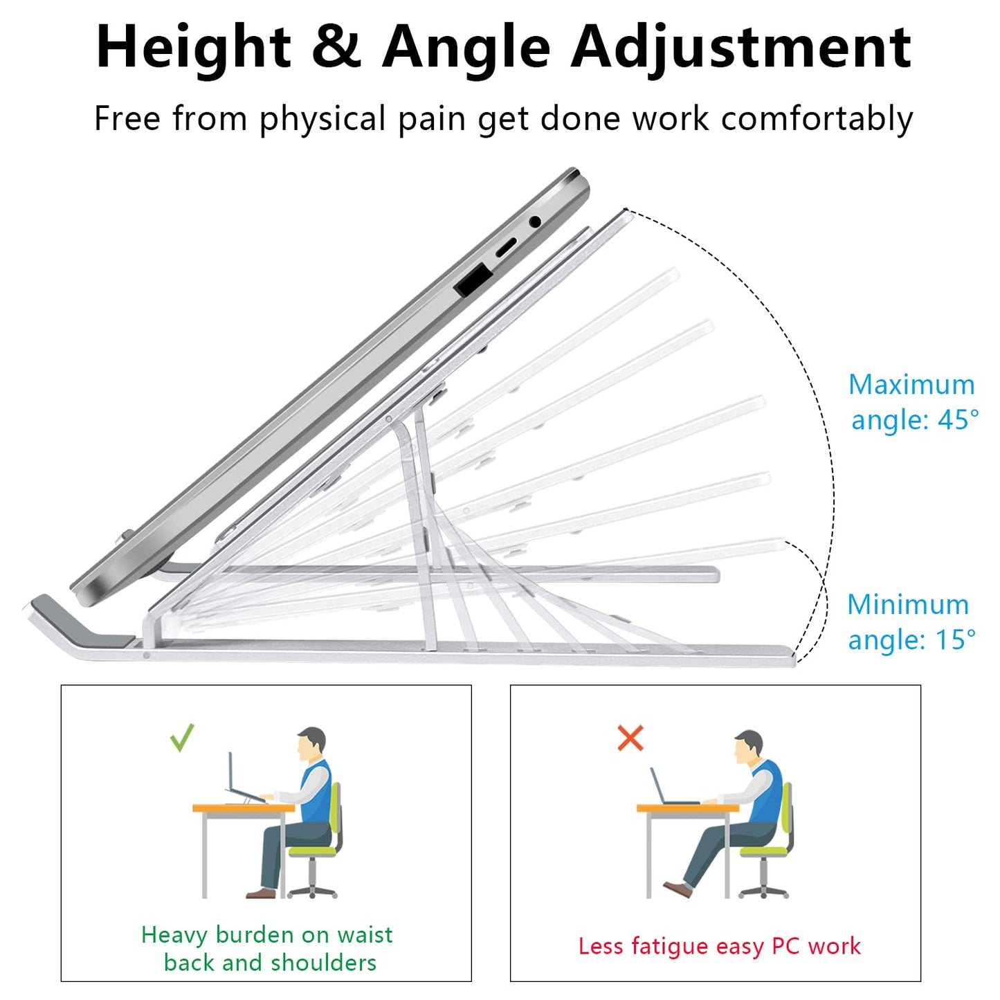 Soporte ajustable y plegable para laptop de hasta 15.6"