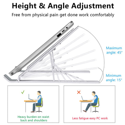 Soporte ajustable y plegable para laptop de hasta 15.6"