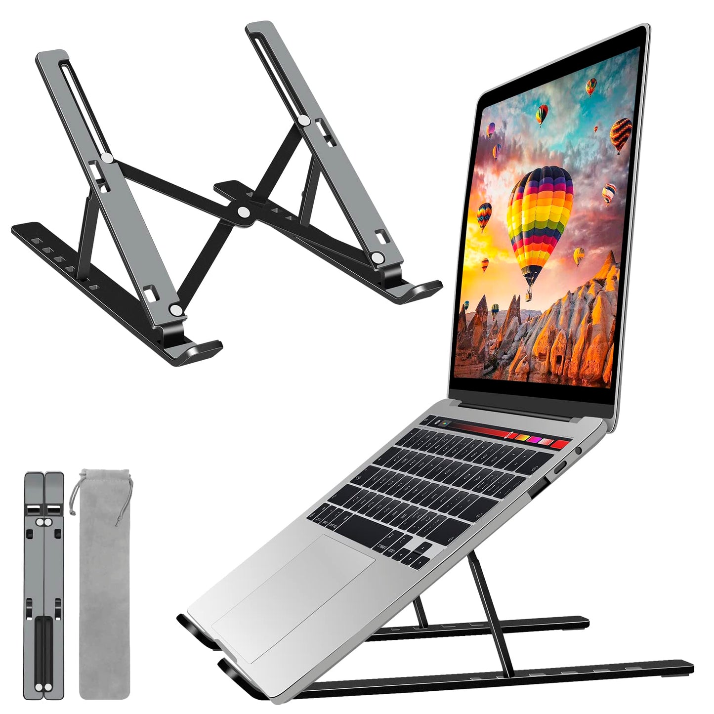 Soporte ajustable y plegable para laptop de hasta 15.6"