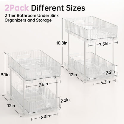 Delamu Organizadores y Almacenamiento de 2 Niveles Transparentes para Baño