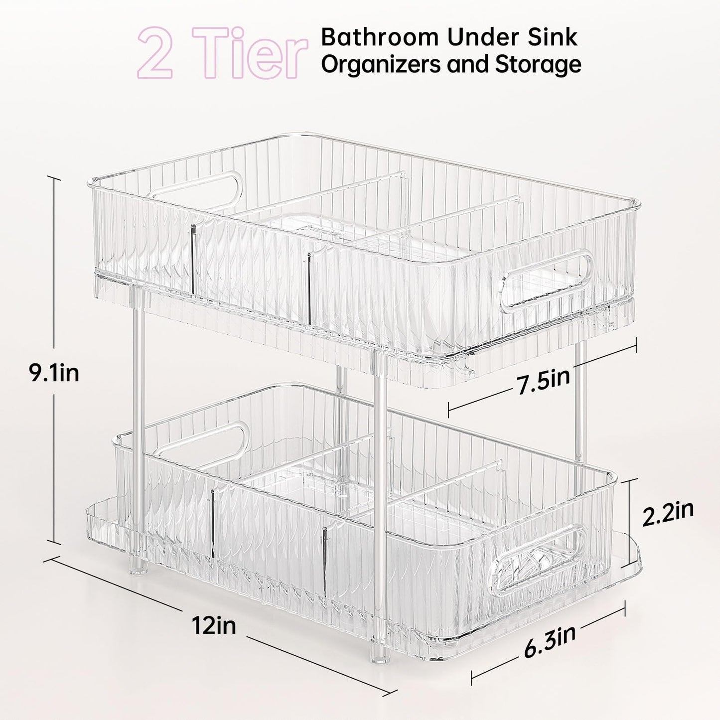 Delamu Organizadores y Almacenamiento de 2 Niveles Transparentes para Baño