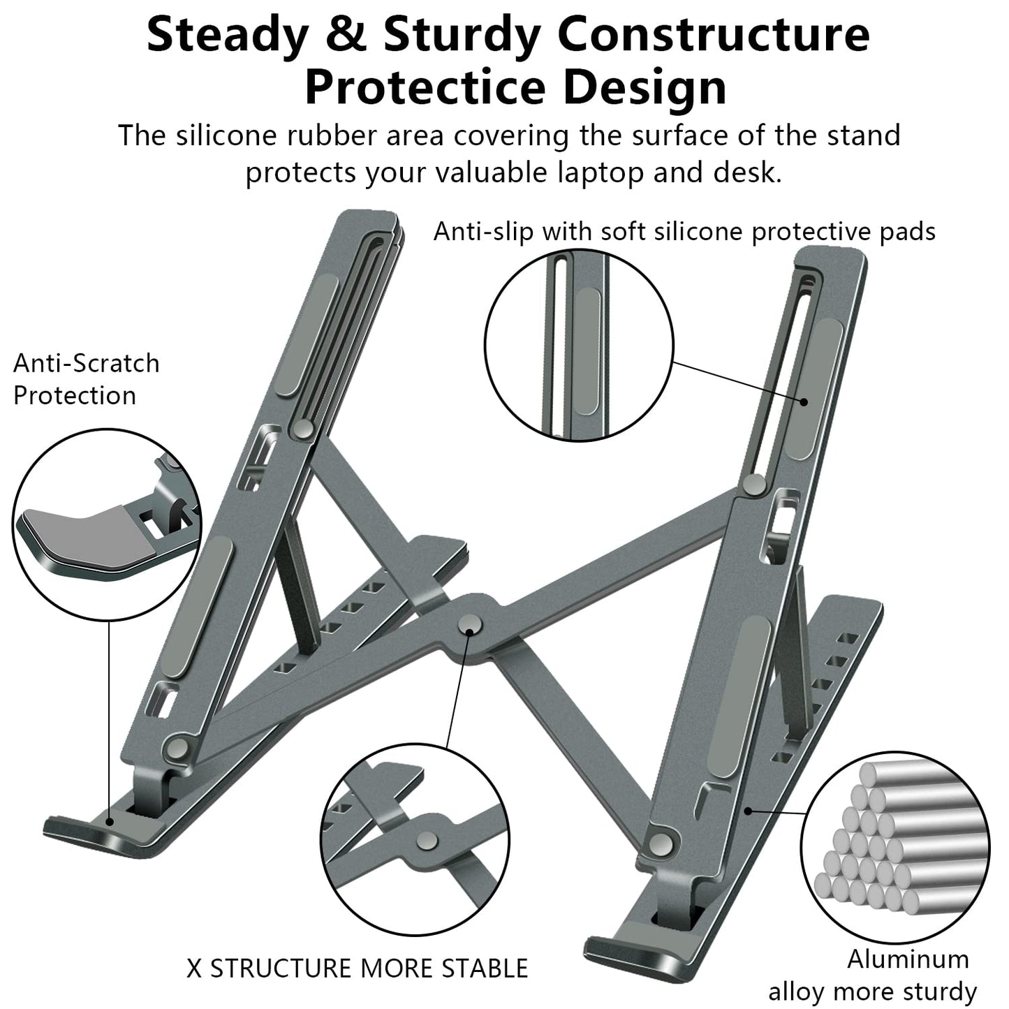 Soporte ajustable y plegable para laptop de hasta 15.6"