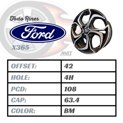 1 Set de 4 rines 16 para Ford 4 Hoyos