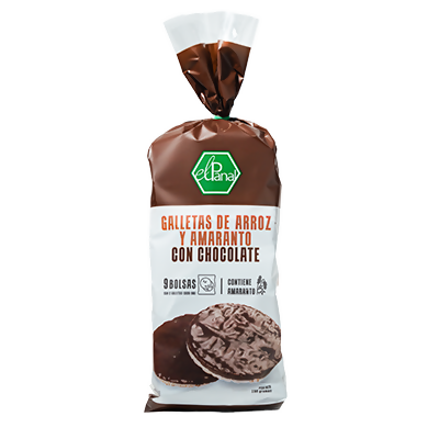 GALLETA DE ARROZ Y AMARANTO CON COBERTURA DE CHOCOLATE (PAQUETE CON 9 GALLETAS DOBLES) - EL PANAL
