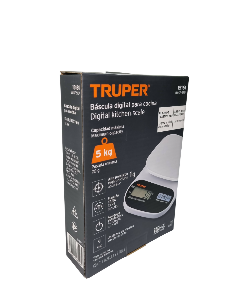BASCULA DIGITAL 5KG PARA COCINA ABS