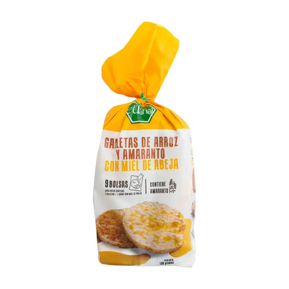 GALLETA DE ARROZ Y AMARANTO CON MIEL (PAQUETE CON 9 GALLETAS DOBLES) - EL PANAL