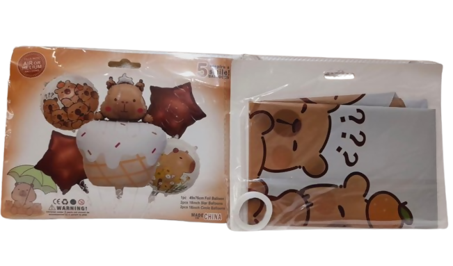 SET DE GLOBOS CAPIBARA CUPCAKE
