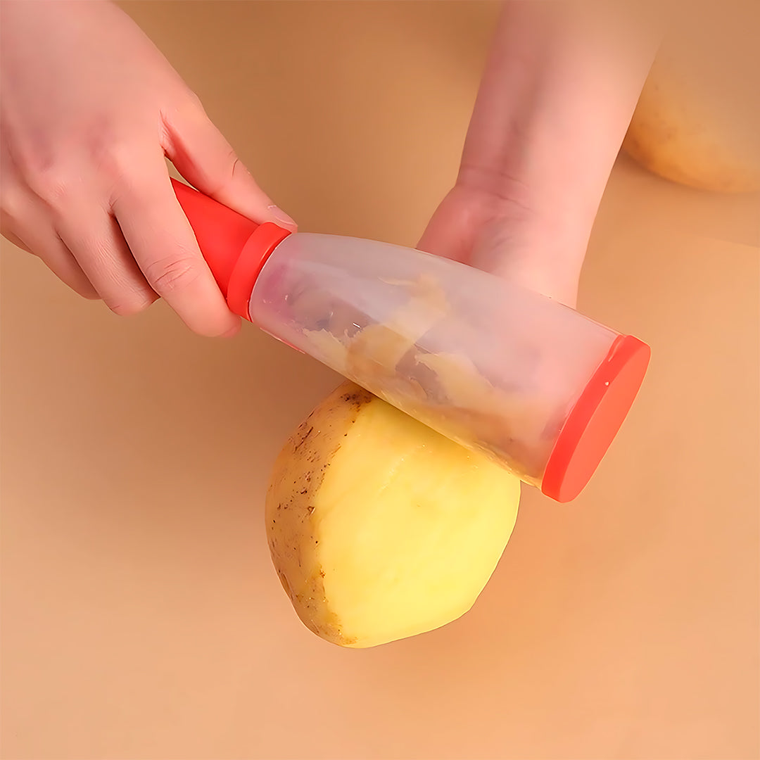 Pelador de verduras con caja de almacenamiento de residuos