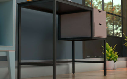 Desk Sgl Lvl w/Drawer Spice Brown