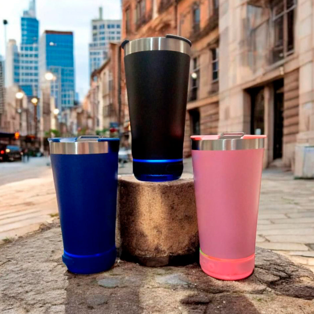 Vaso térmico con bocina bluetooth