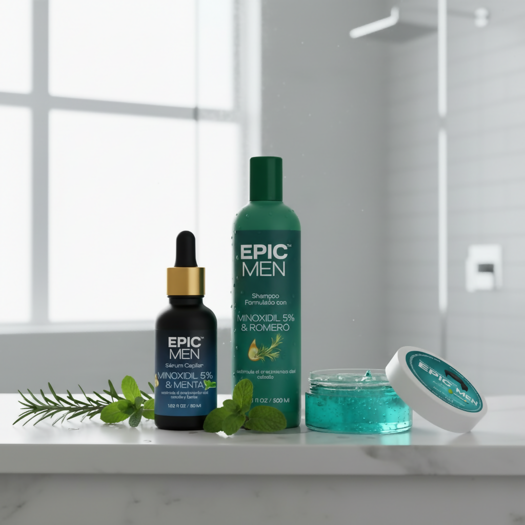Cera Fijadora + Shampoo Minoxidil + Minoxidil Barba 5% + Bio Activos EPIC MEN