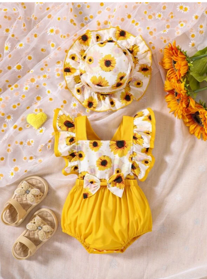 Body para niña de girasoles - 18-24M, Yellow