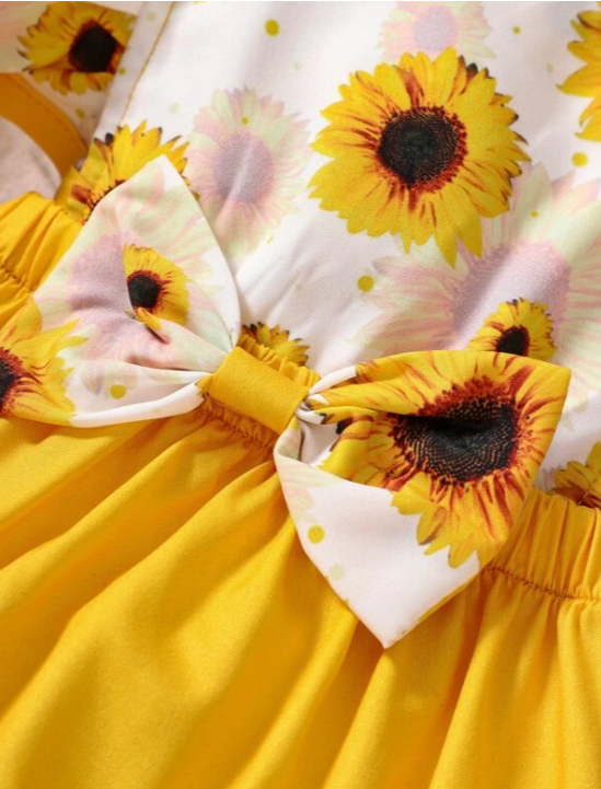 Body para niña de girasoles - 18-24M, Yellow