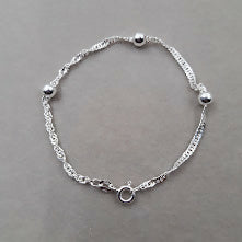 Pulsera Bolas tejido lluvia Plata 925