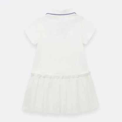 Vestido blanco tipo polo para niña