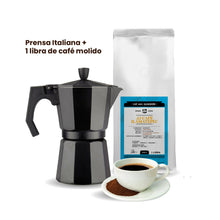 Prensa Italiana más 1 Lb de café molido