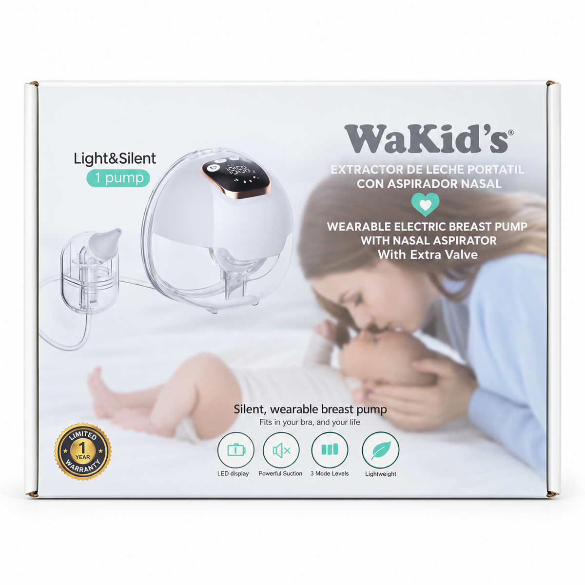 Extractor de Leche Eléctrico Portátil con Aspirador Nasal - WaKid’s
