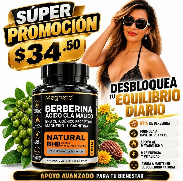 BERBERINA + L-CARNITINA + MAGNESIO + BHB