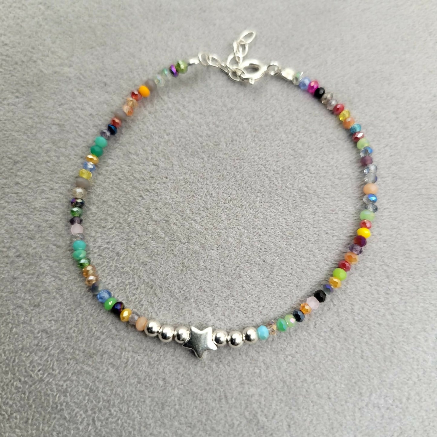PULSERA COLORES ESTRELLA PLATA 925