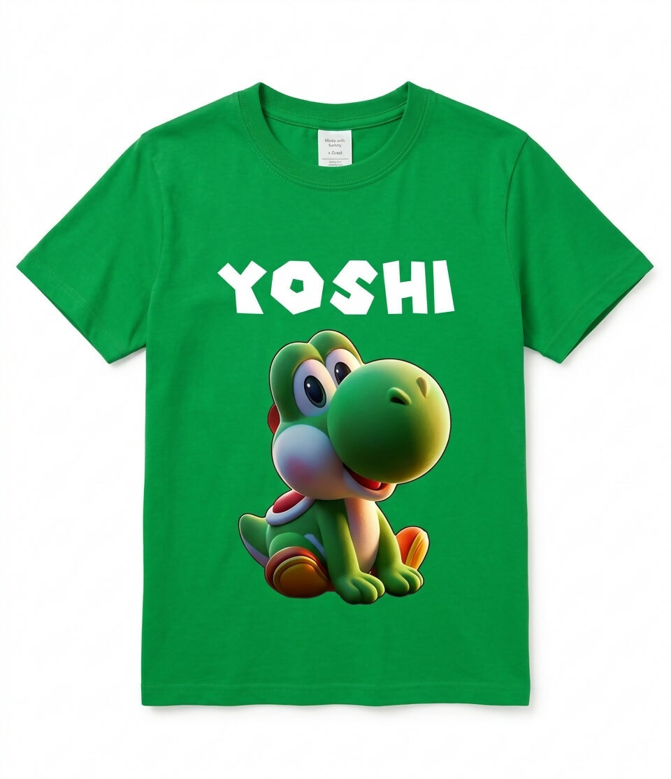 Camiseta de Hombre Verde Estampada Yoshi – 100% Algodon